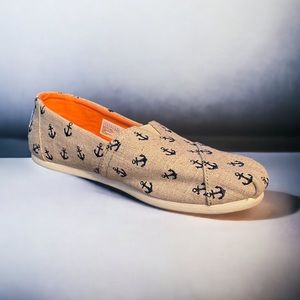 Toms natural burlap anchor print classic shoes
